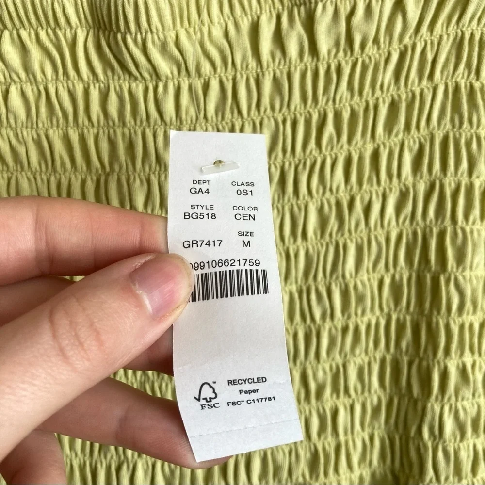 NWT J. Crew Yellow Smocked Cotton Square Neck Puff Sleeve Dress